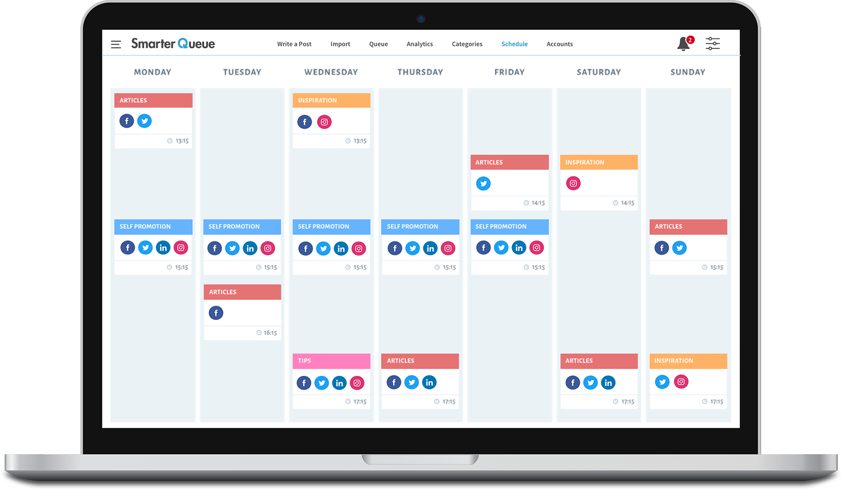 Image of SmarterQueue's visual calendar for scheduling